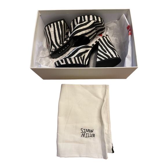 Simon Miller Slice Zebra Trip Platform Mule Block Heels Black White Size 37 - Picture 11 of 13